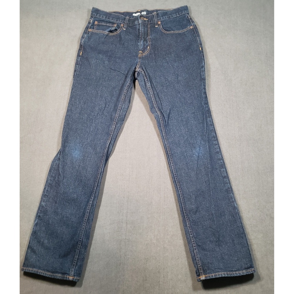Old Navy Straight‎ Jeans Mens 32x32 Dark Blue Built-In Tough Flex Denim